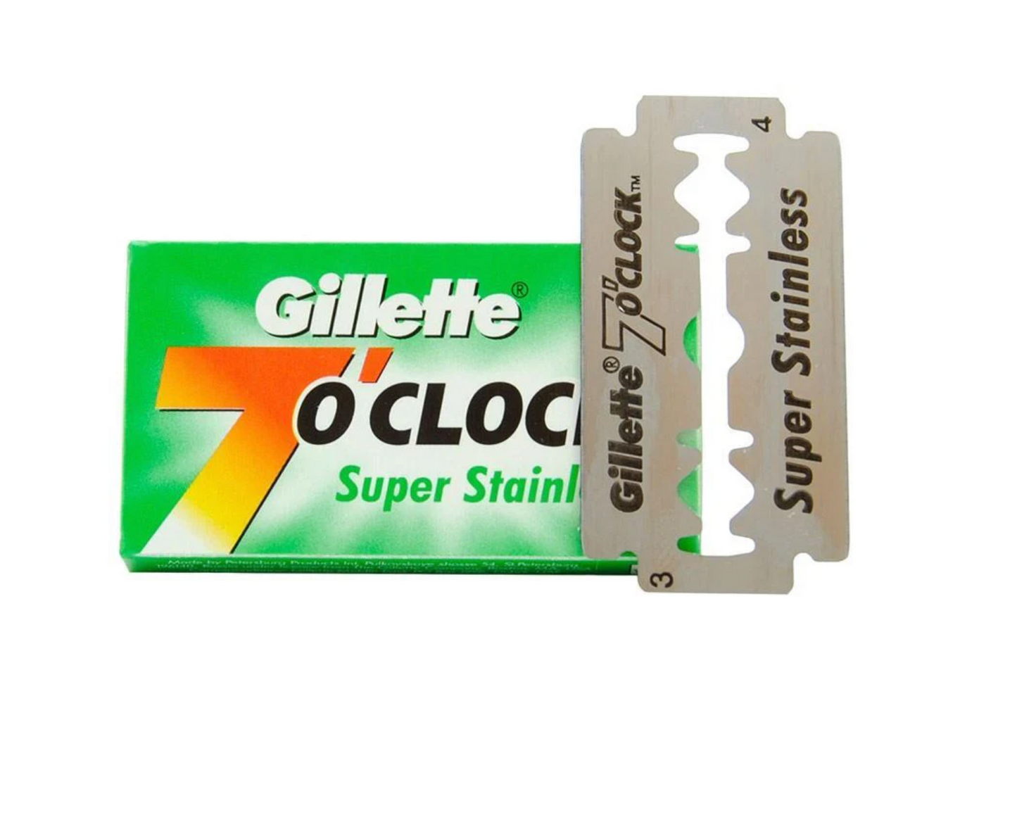 Gillette - 7 O'clock Permasharp Stainless, Green, 1 pack of 10 Blades - The Panic Room