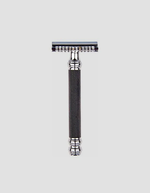 Parker - 26C Safety Razor, 3 piece, Open Comb, Black and Chrome Handle - The Panic Room