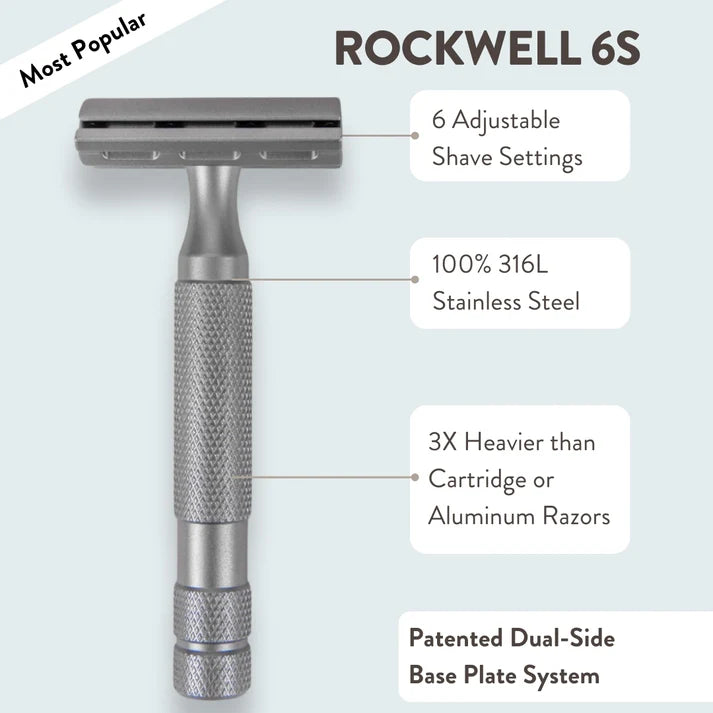 Rockwell Razors - 6S Razor, Matte Stainless Steel - The Panic Room