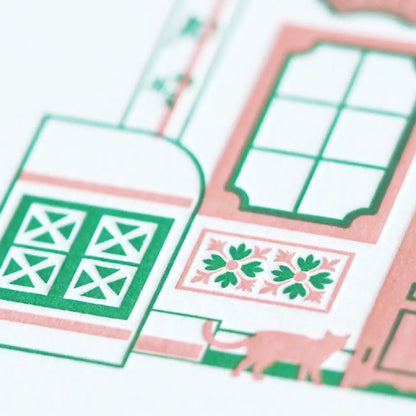 Hrvst.Store - Peranakan Shophouse Art Print, A5, Letterpress