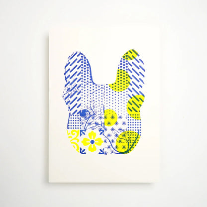 Hrvst.Store - Patterned Frenchie Postcard, A6, Letterpress - The Panic Room