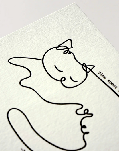 Hrvst.Store - Time Spent With Cat Postcard, A6, Letterpress - The Panic Room
