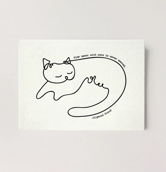 Hrvst.Store - Time Spent With Cat Postcard, A6, Letterpress - The Panic Room