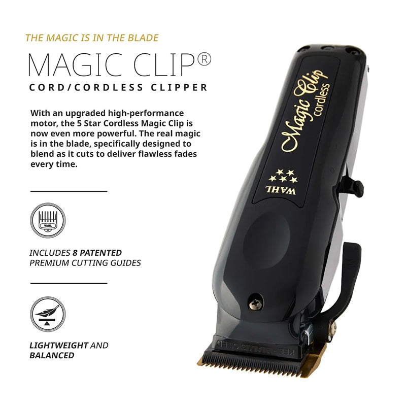 Wahl - 5 Star Series Magic Clip Professional Cord/Cordless Clipper, Black