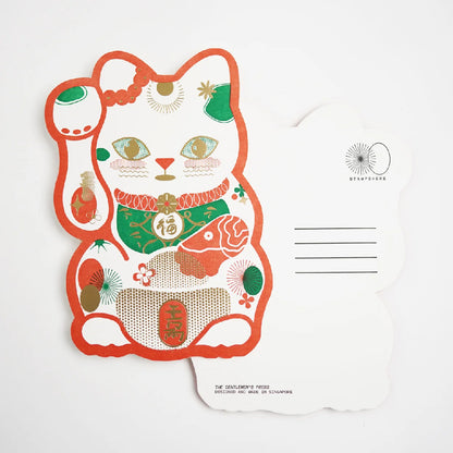 Hrvst.Store - Fortune Cat Postcard, Letterpress