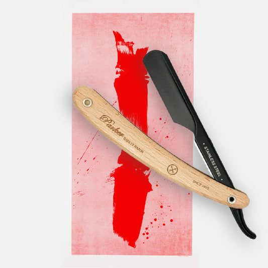 Parker - PTPBA Straight Razor, Push Type, Light Wood Handle - The Panic Room