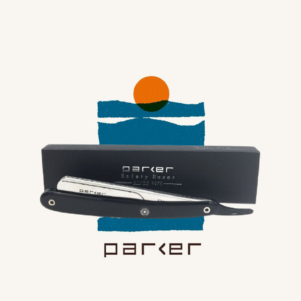 Parker - PTB Straight Razor, Push Type, Black Resin Handle - The Panic Room