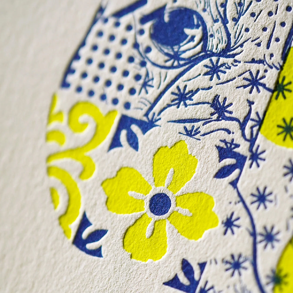 Hrvst.Store - Patterned Frenchie Postcard, A6, Letterpress - The Panic Room
