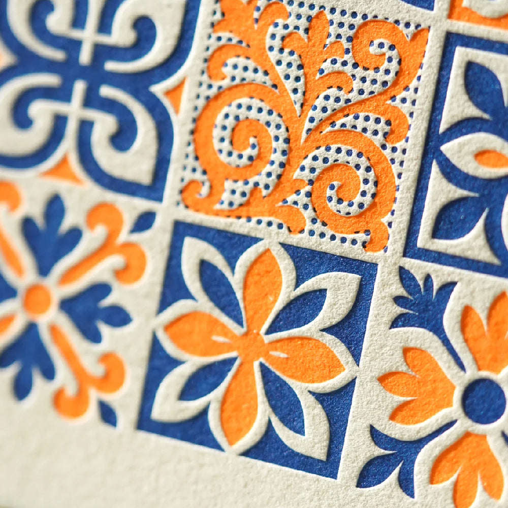 Hrvst.Store - Peranakan Tile Motif Postcard, A6, Letterpress - The Panic Room