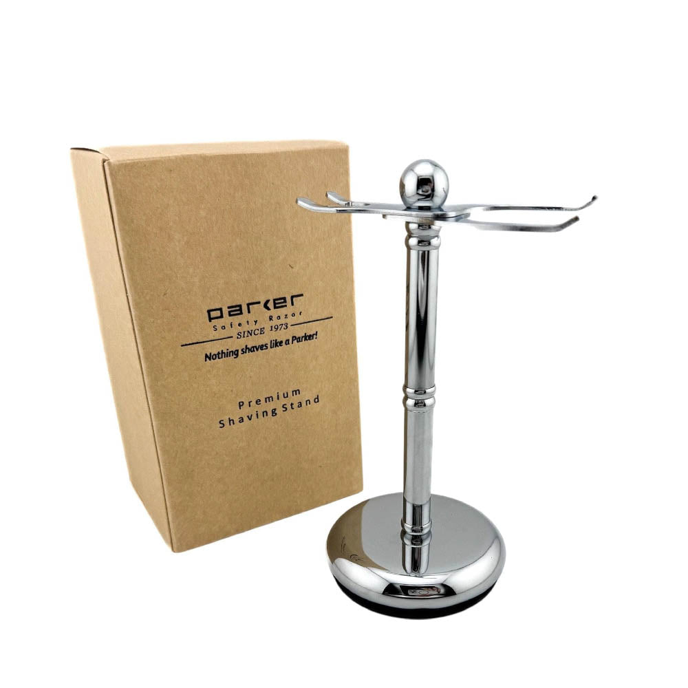 Parker - Safety Razor and Brush Stand, Chrome, Adjustable - The Panic Room