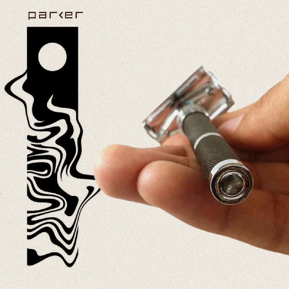 Parker - 96R Safety Razor, Butterfly Open, Black and Chrome Finish Handle - The Panic Room