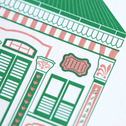 Hrvst.Store - Peranakan Shophouse Art Print, A5, Letterpress