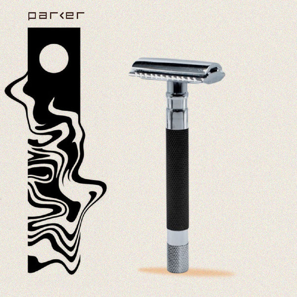 Parker - 56R-Graph Safety Razor, 3 piece, Heavyweight, Graphite Finish Handle - The Panic Room