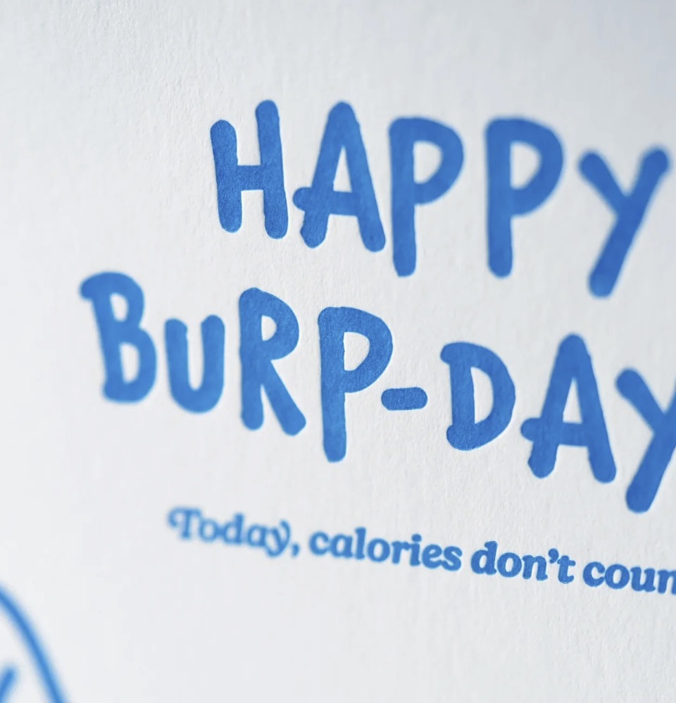 Hrvst.Store - Happy Burp Day Greeting Card, A6, Letterpress