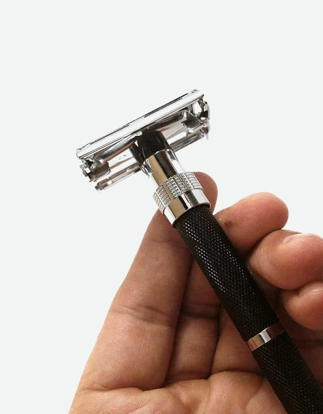 Parker - 96R Safety Razor, Butterfly Open, Black and Chrome Finish Handle - The Panic Room