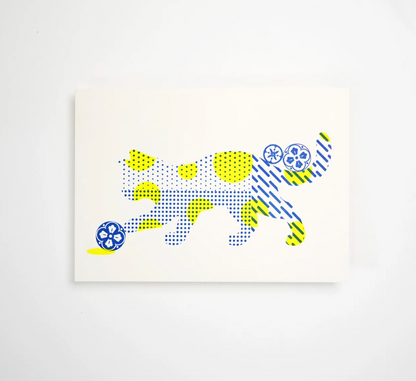 Hrvst.Store - Cat Play Postcard, A6, Letterpress - The Panic Room