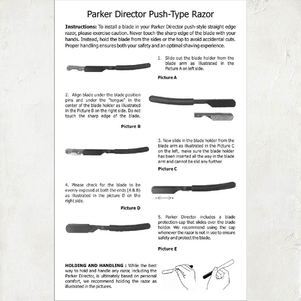 Parker - Director CH, Non-Folding Straight Razor - The Panic Room