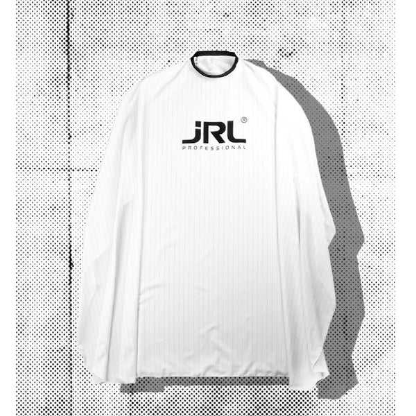 JRL - Professional Cutting Cape, White with Black Pinstripe - The Panic Room