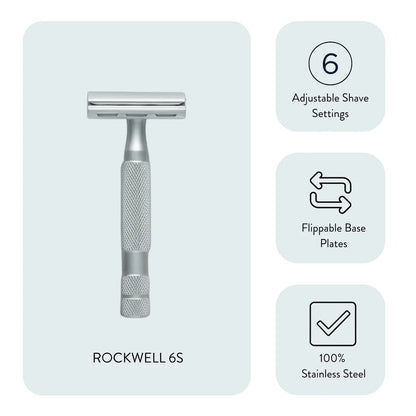 Rockwell Razors - 6S Razor, Matte Stainless Steel - The Panic Room