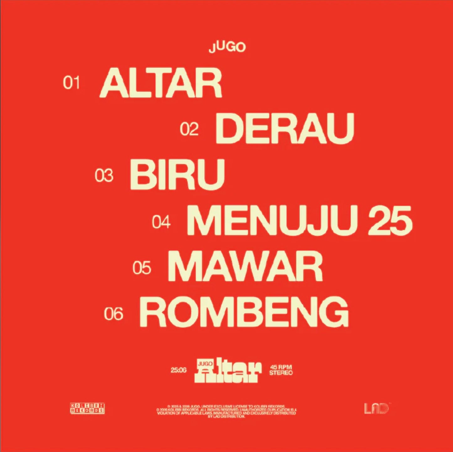 Jugo Djarot - Altar [LP, Black, Kolibri Rekords]