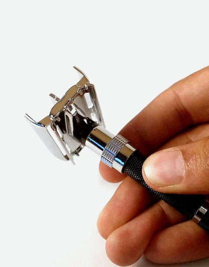 Parker - 96R Safety Razor, Butterfly Open, Black and Chrome Finish Handle - The Panic Room