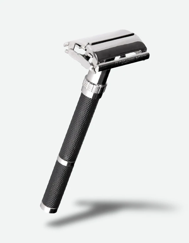 Parker - 96R Safety Razor, Butterfly Open, Black and Chrome Finish Handle - The Panic Room