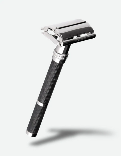 Parker - 96R Safety Razor, Butterfly Open, Black and Chrome Finish Handle - The Panic Room