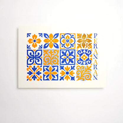 Hrvst.Store - Peranakan Tile Motif Postcard, A6, Letterpress - The Panic Room