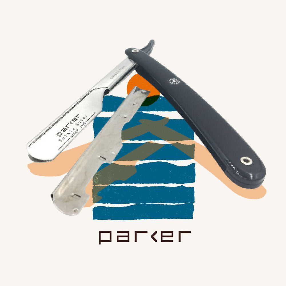 Parker - PTB Straight Razor, Push Type, Black Resin Handle - The Panic Room