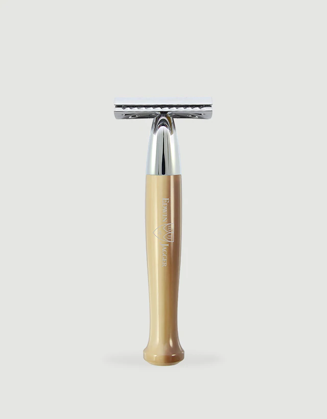 Edwin Jagger - Diffusion 72 Series - Double Edge Safety Razor, Imitation Light Horn, Chrome Plated, Feather Blade - The Panic Room