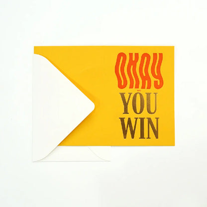 Hrvst.Store - Okay You Win Greeting Card, A6, Letterpress - The Panic Room