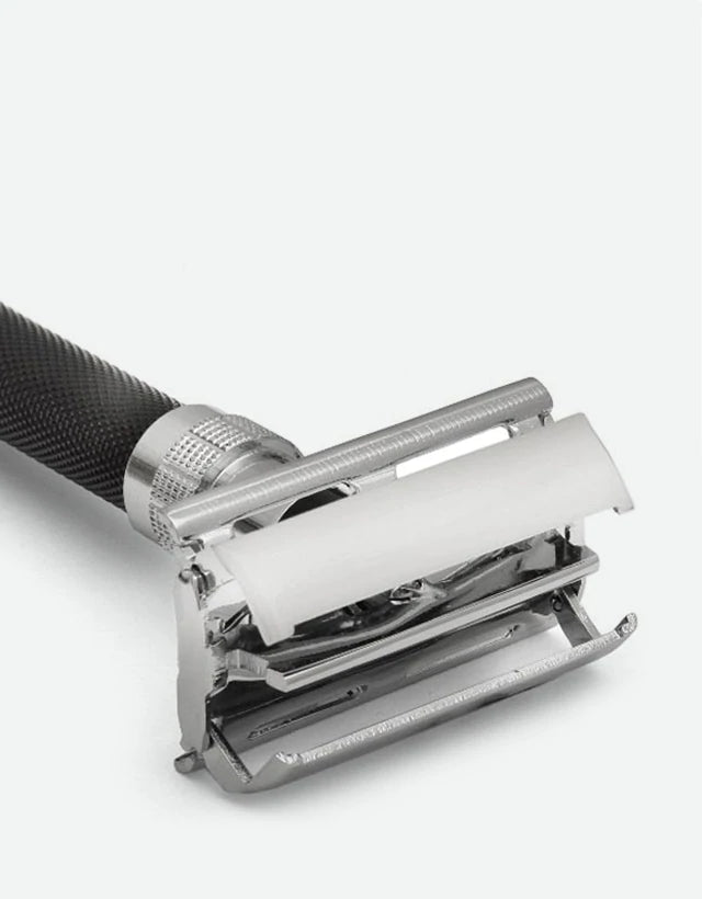 Parker - 96R Safety Razor, Butterfly Open, Black and Chrome Finish Handle - The Panic Room