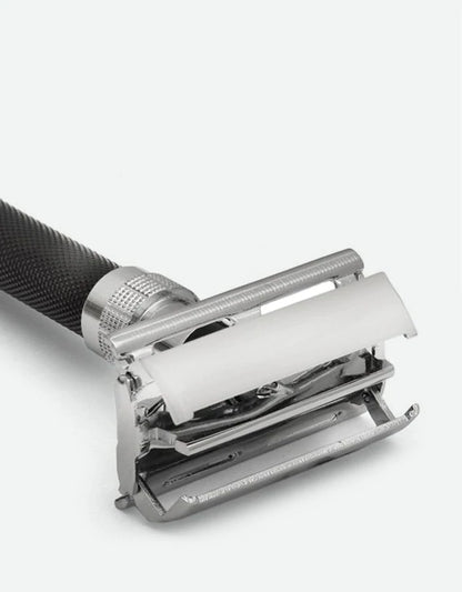 Parker - 96R Safety Razor, Butterfly Open, Black and Chrome Finish Handle - The Panic Room