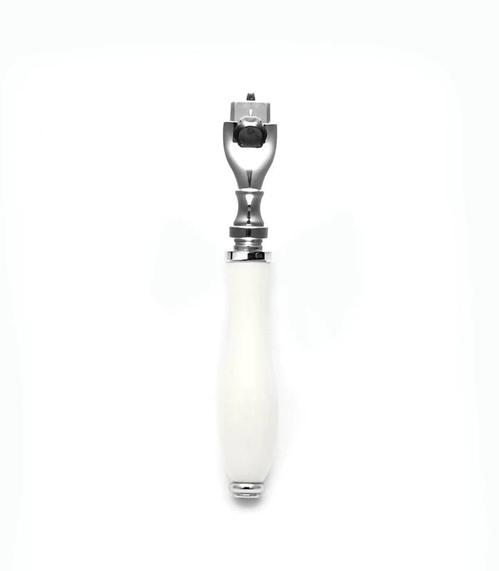 Parker - 111W-M3 Mach3 Compatible Razor, White Resin Handle - The Panic Room