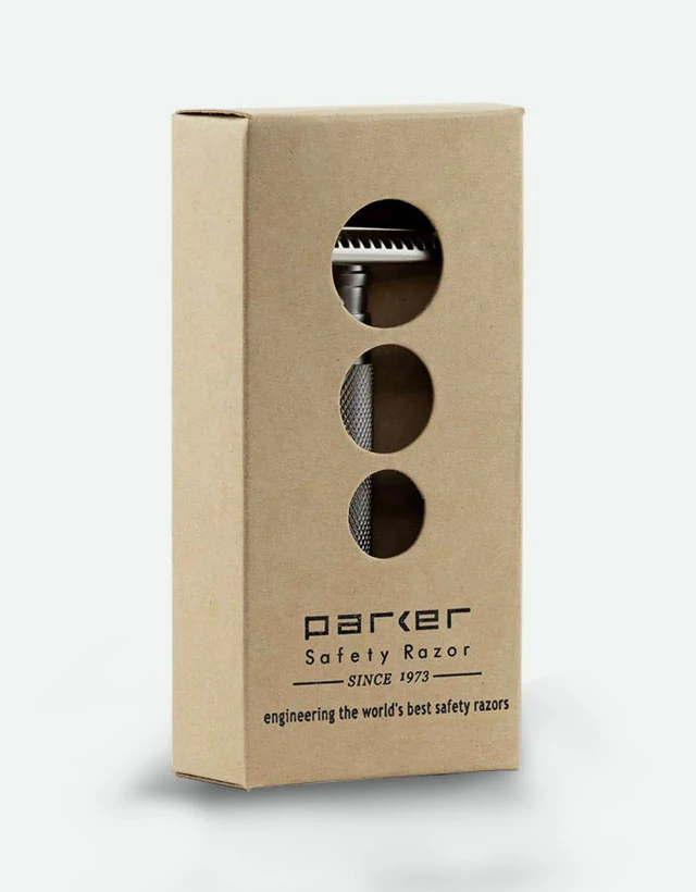 Parker - 55SL-SC Safety Razor, 3 piece, Semi-Slant, Satin Chrome Finish Handle - The Panic Room