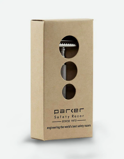 Parker - 55SL-SC Safety Razor, 3 piece, Semi-Slant, Satin Chrome Finish Handle - The Panic Room