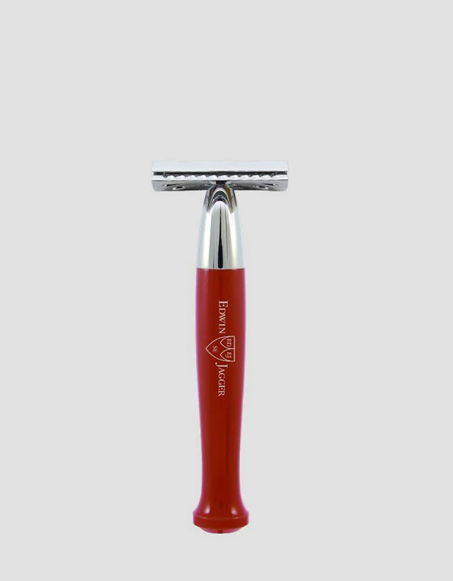 Edwin Jagger - Diffusion 72 Series - Double Edge Safety Razor, Red, Chrome Plated, Feather Blade - The Panic Room