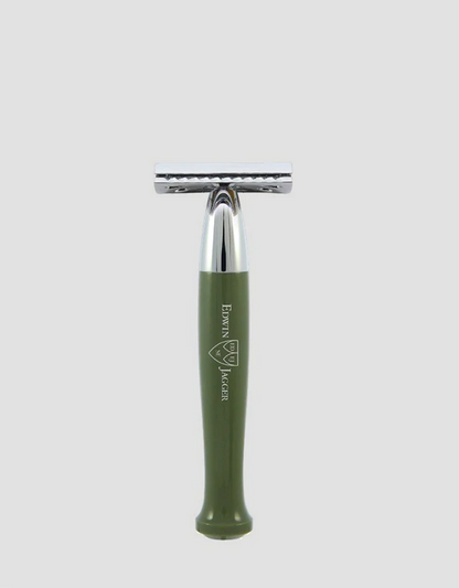 Edwin Jagger - Diffusion 72 Series - Double Edge Safety Razor, Green, Chrome Plated, Feather Blade - The Panic Room