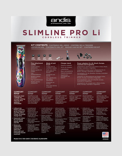 Andis - Slimline® Pro Li T-Blade Trimmer - Sugar Skull Design - The Panic Room