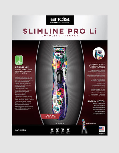Andis - Slimline® Pro Li T-Blade Trimmer - Sugar Skull Design - The Panic Room