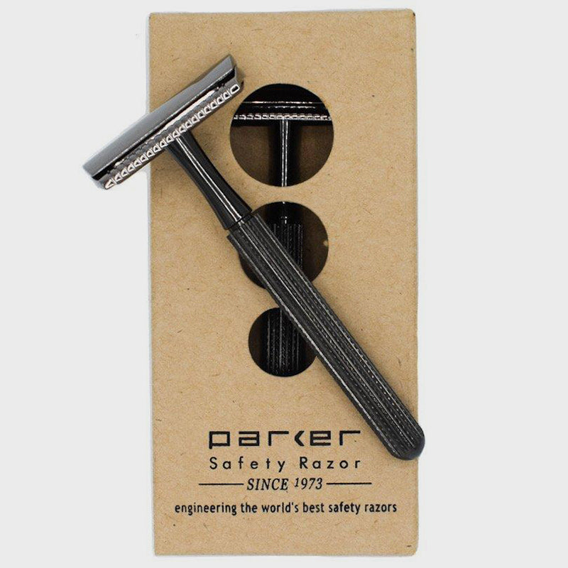 Parker - 78R-GR Safety Razor, 3 piece, Slim Head, Textured Graphite and Gunmetal Handle - The Panic Room