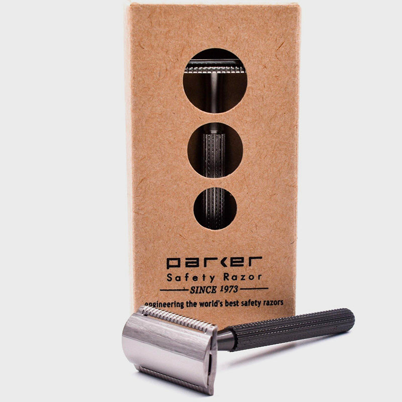 Parker - 78R-GR Safety Razor, 3 piece, Slim Head, Textured Graphite and Gunmetal Handle - The Panic Room