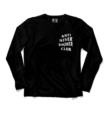 ANSC - Anti Never Shower Club Long Sleeve T-Shirt, Black