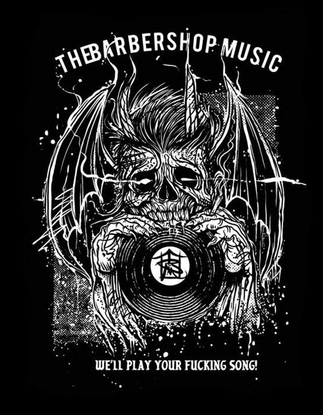 The Barbershop Music - Relaunch, Pocket T-Shirt, Black - The Panic Room