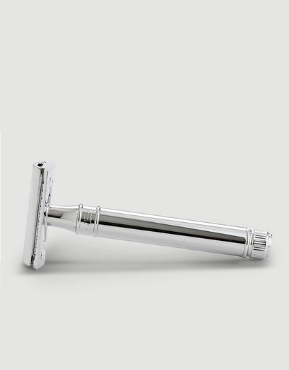 Edwin Jagger - Double Edge Safety Razor, Extra Long Handle, Chrome Plated, Feather Blade - The Panic Room