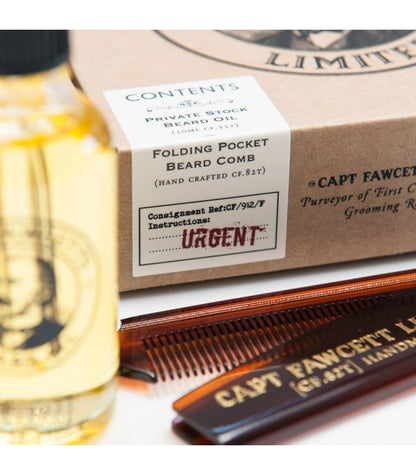 Captain Fawcett - Beard Oil (CF.332) & Folding Pocket Beard Comb (CF.82T)