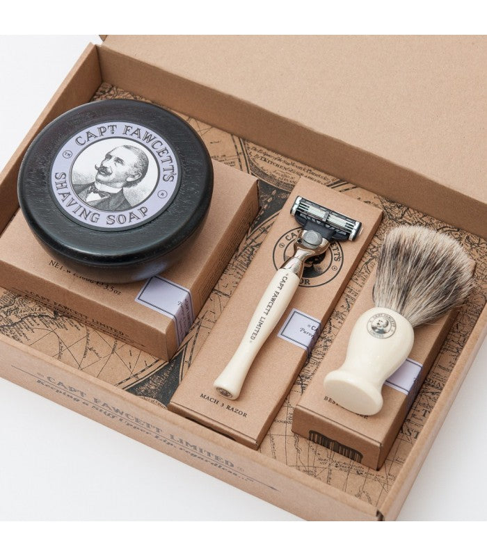 Captain Fawcett - Shaving Brush, Razor and Shaving Soap Gift Set