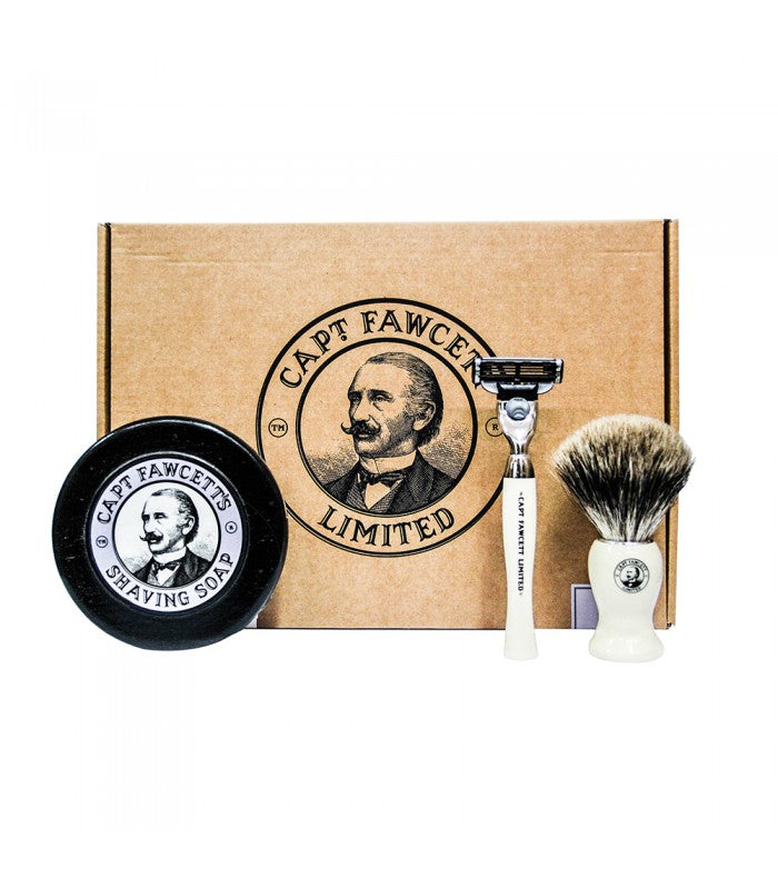 Captain Fawcett - Shaving Brush, Razor and Shaving Soap Gift Set