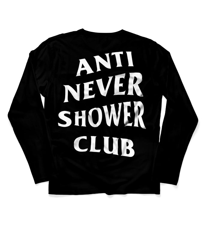 ANSC - Anti Never Shower Club Long Sleeve T-Shirt, Black - The Panic Room