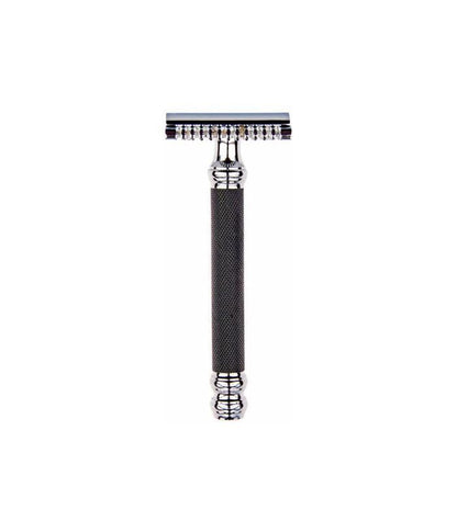 Parker - 26C Safety Razor, 3 piece, Open Comb, Black and Chrome Handle - The Panic Room